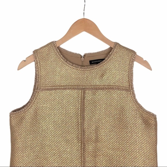 Banana Republic gold woven top sleeveless vest metallic MP petite medium - Picture 2 of 16